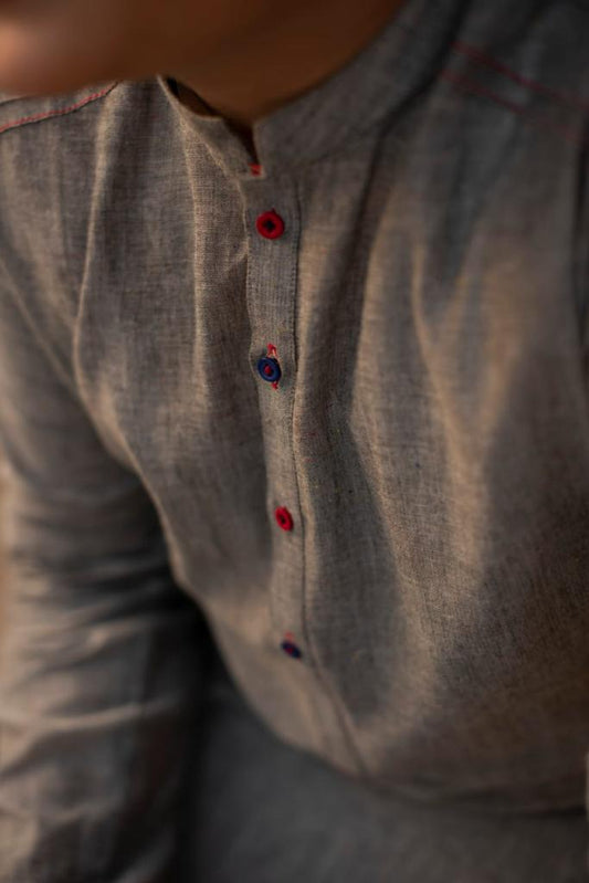 Teen Boys Gray Suit With White Shalwar