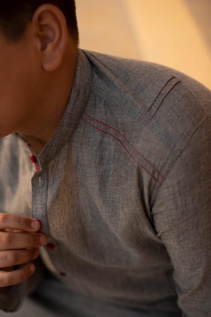 Teen Boys Gray Suit With White Shalwar