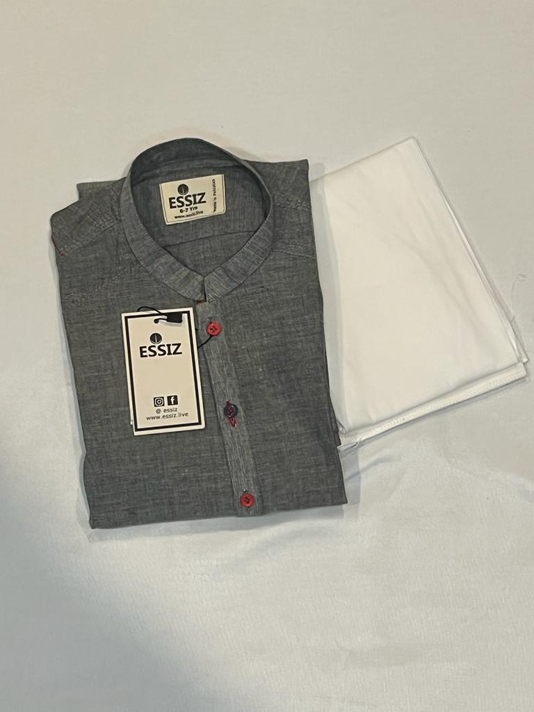 Teen Boys Gray Suit With White Shalwar