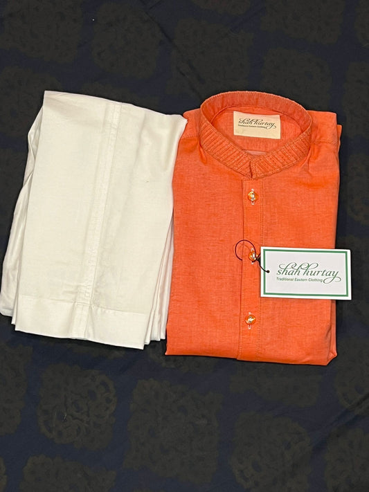 Teen Boys Orange Suit with white Trouser