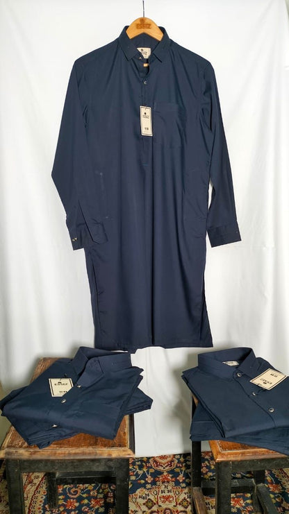 Gents Navy Blue Suit with Same Colour Shalwar